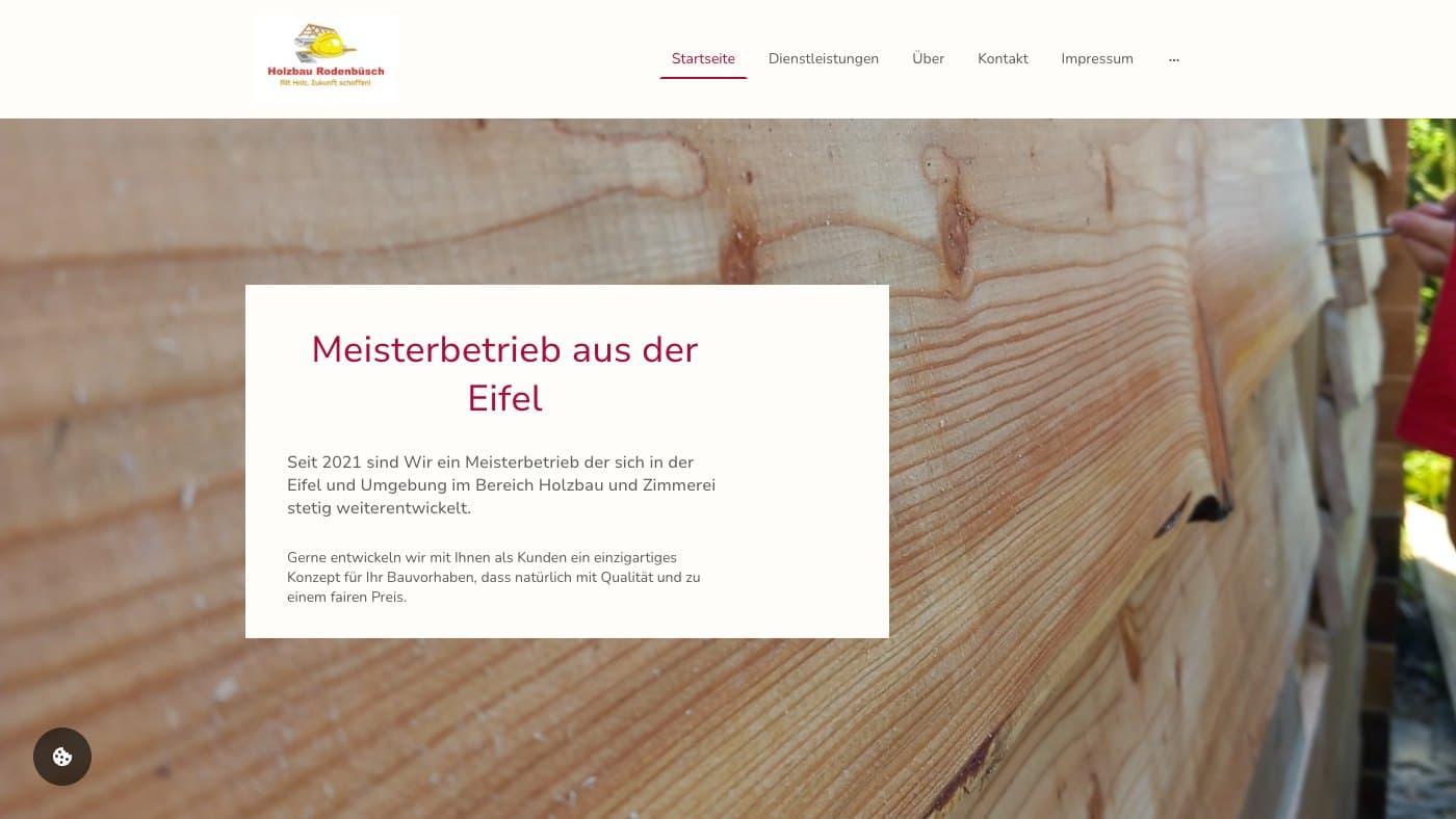 Holzbau Rodenbüsch — moderne Webseite von prima!
