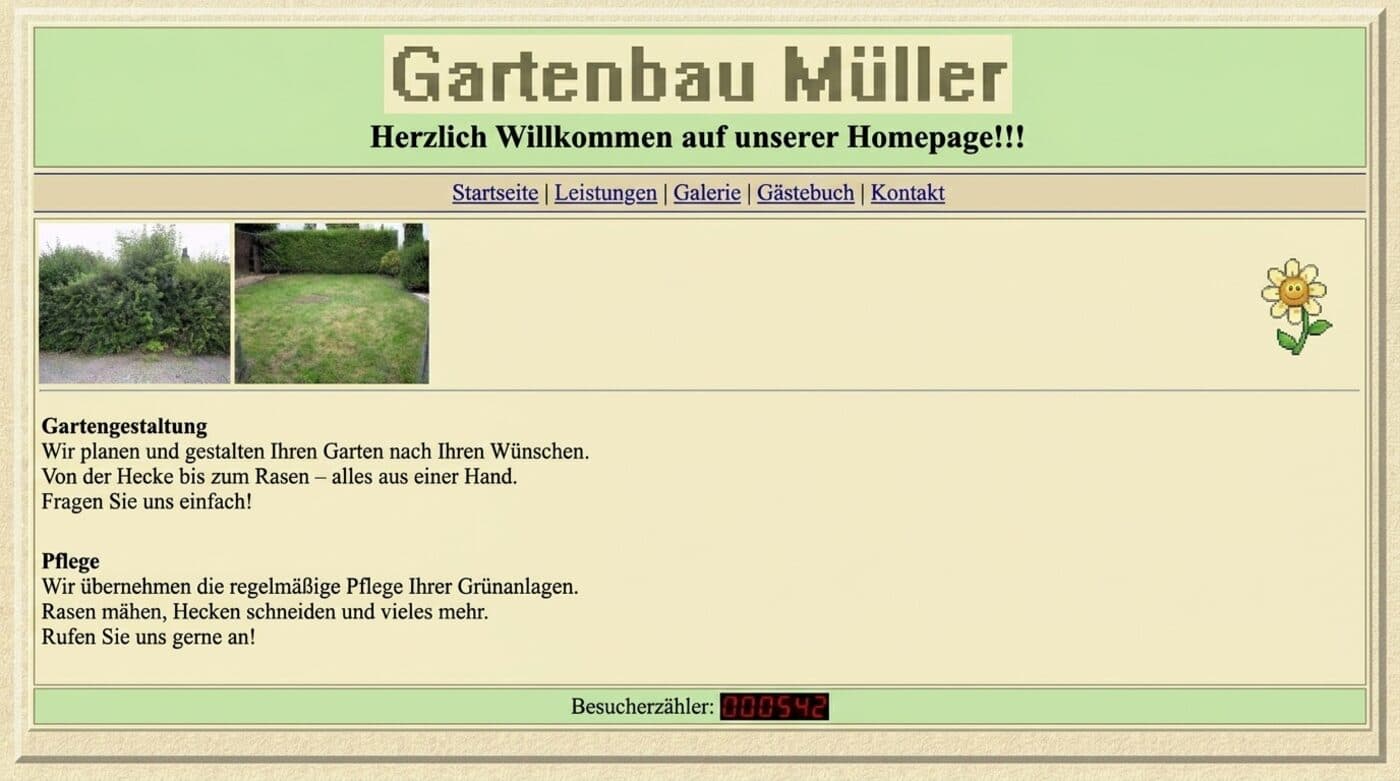 Veraltete Webseite aus 2008