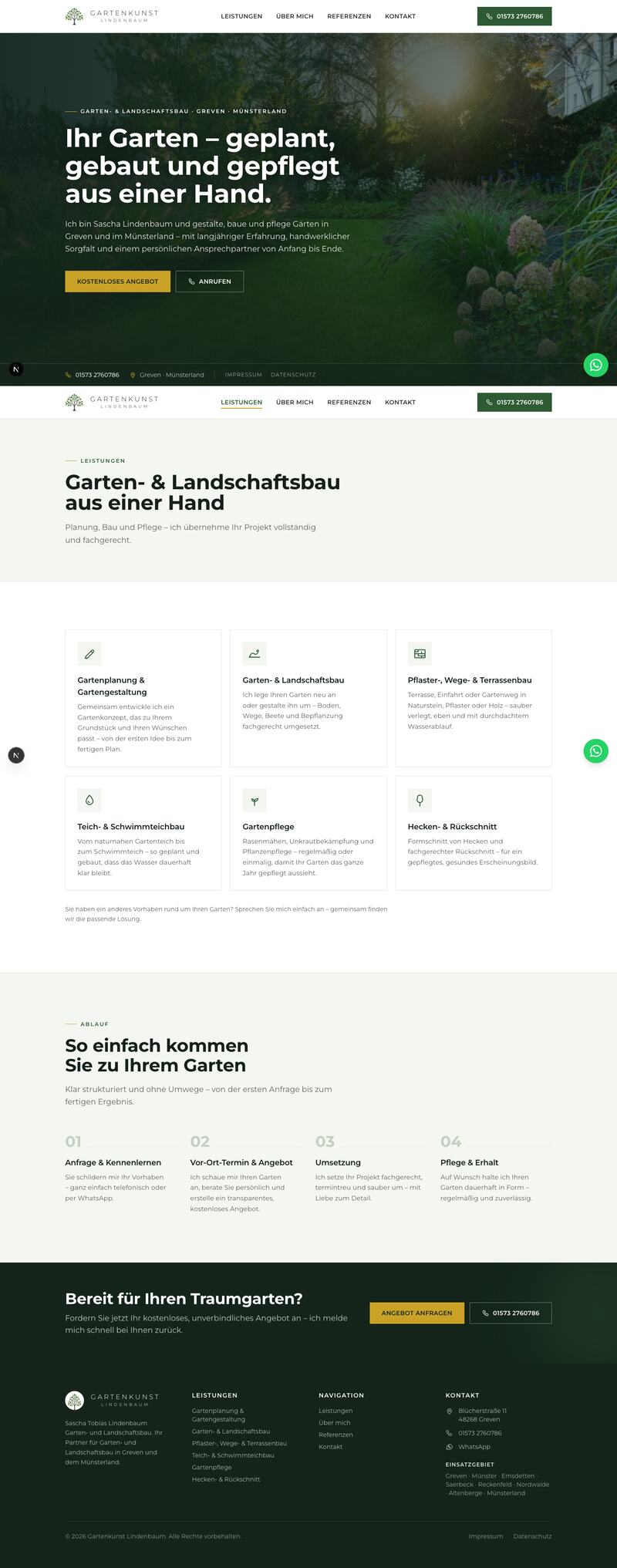 Webseite von Gartenkunst Lindenbaum